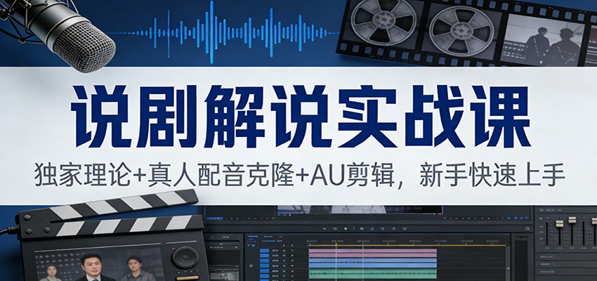 说剧解说实战课：独家理论+真人配音克隆+AU剪辑，新手快速上手-小创项目网