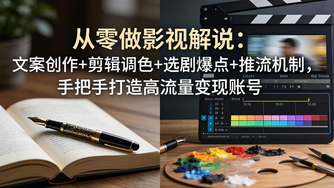 从零做影视解说：文案创作+剪辑调色+选剧爆点+推流机制，手把手打造高流量变现账号-小创项目网
