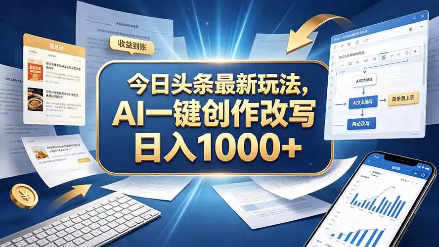今日头条最新玩法，AI 一键创作改写，简单易上手，轻松日入 1000 +-小创项目网