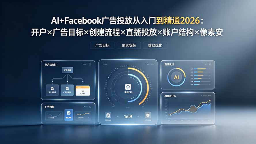 AI+Facebook广告投放从入门到精通2026：开户×广告目标×创建流程×直播投放×账户结构×像素安装×AI赋能-小创项目网