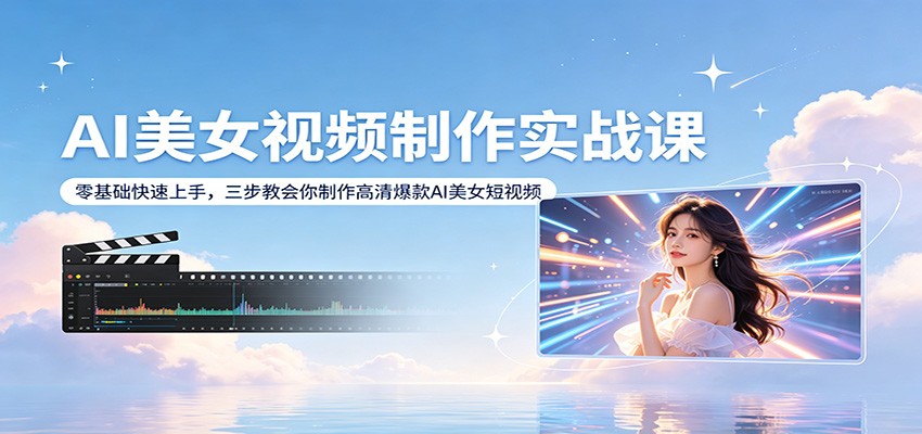 AI美女视频制作实战课:零基础快速上手,三步教会你制作高清爆款AI美女短视频-小创项目网