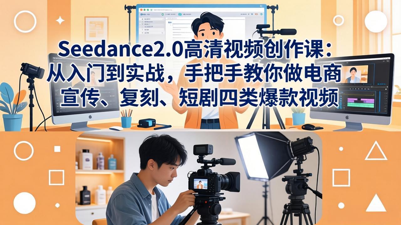 Seedance2.0高清视频创作课：从入门到实战，手把手教你做电商、宣传、复刻、短剧四类爆款视频-小创项目网