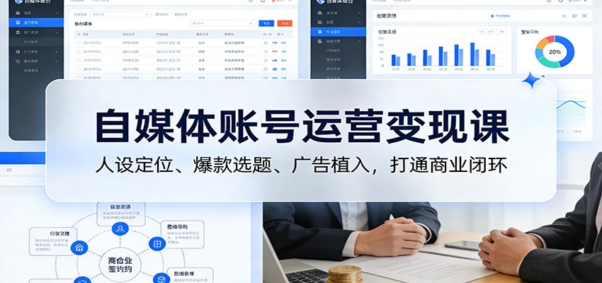 自媒体账号运营变现课：人设定位、爆款选题、广告植入，打通商业闭环-小创项目网
