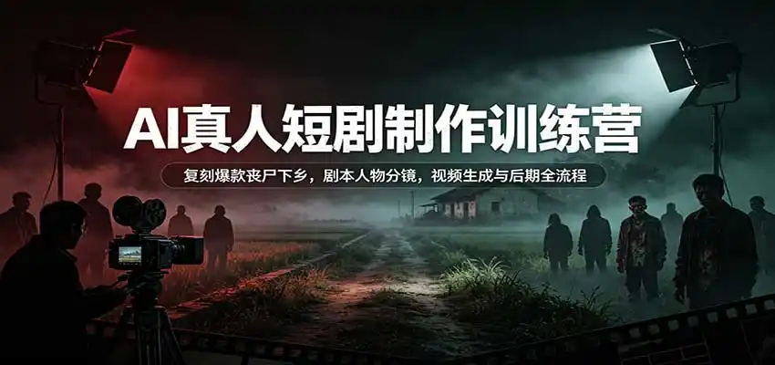 AI真人短剧制作训练营：复刻爆款丧尸下乡，剧本人物分镜，视频生成与后期全流程-小创项目网