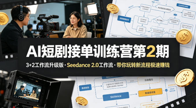 AI短剧接单训练营第2期，3+2工作流升级版，Seedance 2.0工作流，带你玩转新流程极速賺钱-小创项目网