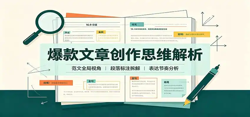爆款文章创作思维解析：全局视角拆解范文，梳理行文逻辑，搭配真实拆文实操案例-小创项目网