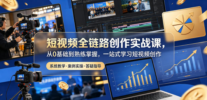 短视频全链路创作实战课，从0基础到熟练掌握，一站式学习短视频创作-小创项目网