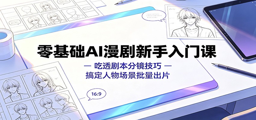 零基础AI漫剧新手入门课：吃透剧本分镜技巧，搞定人物场景批量出片-小创项目网