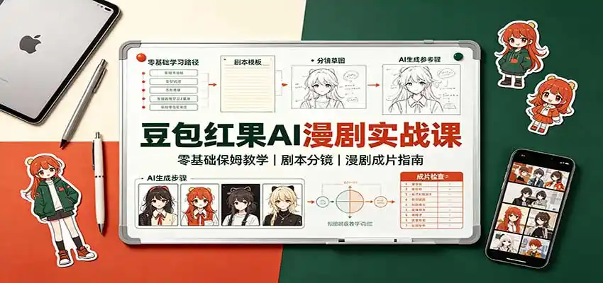 豆包红果AI漫剧实战课：零基础保姆教学，剧本分镜，漫剧成片指南-小创项目网
