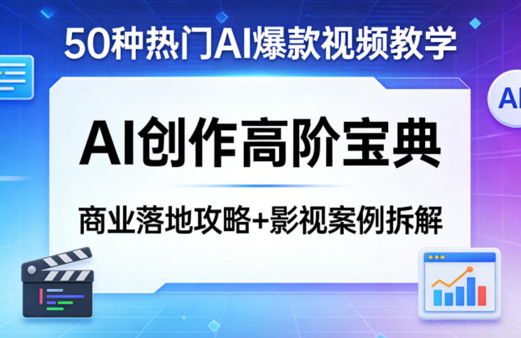 50种热门AI爆款视频教学，AI创作高阶宝典，商业落地攻略+影视案例拆解-小创项目网