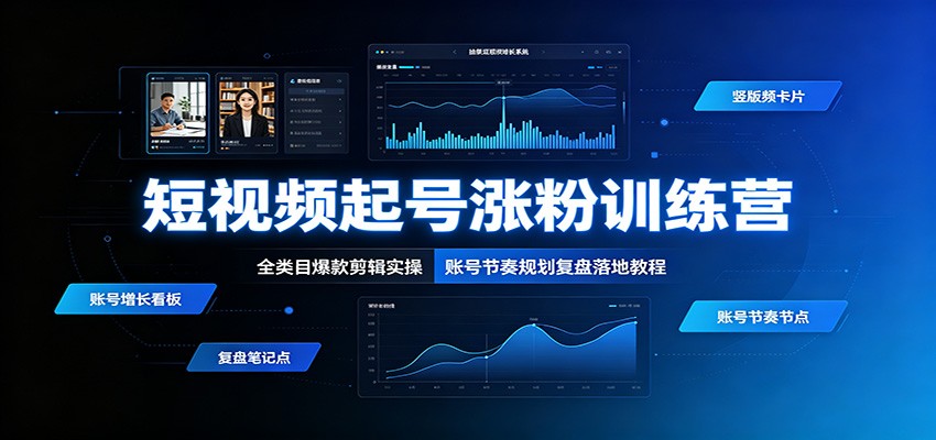 短视频起号涨粉训练营：全类目爆款剪辑实操，账号节奏规划复盘落地教程-小创项目网
