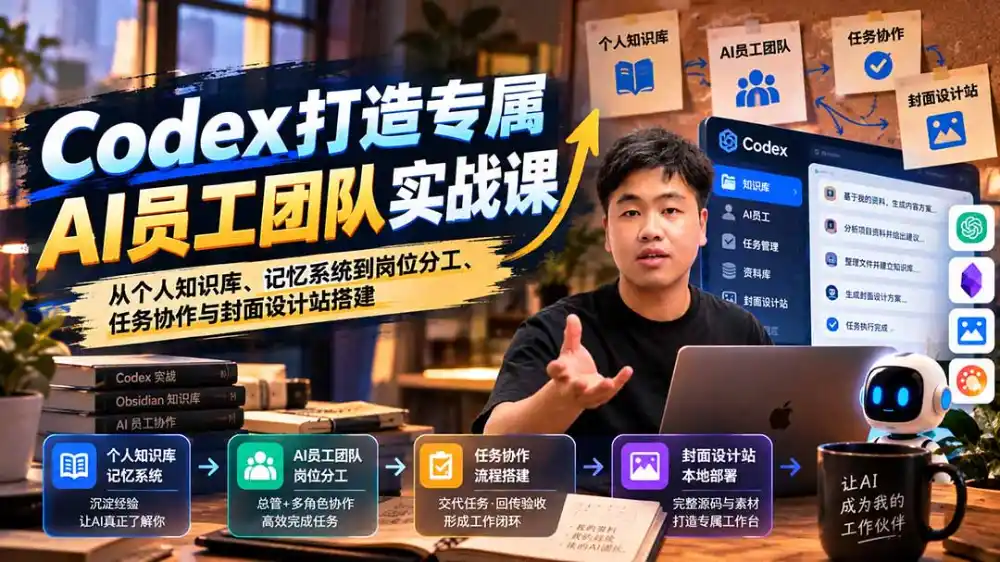 【无水印】Codex打造专属AI员工团队实战课：从个人知识库、记忆系统到岗位分工、任务协作与封面设计站搭建-小创项目网