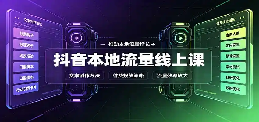 抖音本地流量线上课：账号搭建拍摄剪辑，文案创作与付费投放教学-小创项目网