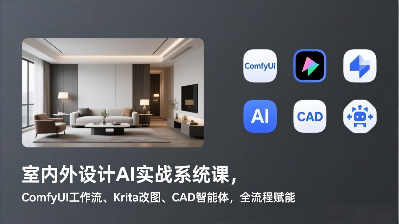 室内外设计AI实战系统课，ComfyUI工作流、Krita改图、CAD智能体，全流程赋能-小创项目网
