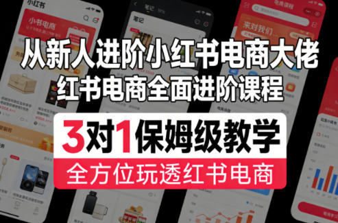 从新人进阶小红书电商大佬，红书电商全面进阶课程，3对1保姆级教学，全方位玩透红书电商-小创项目网